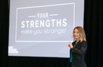Lisa Cummings speaking on StrengthsFinder - delivering training workshop